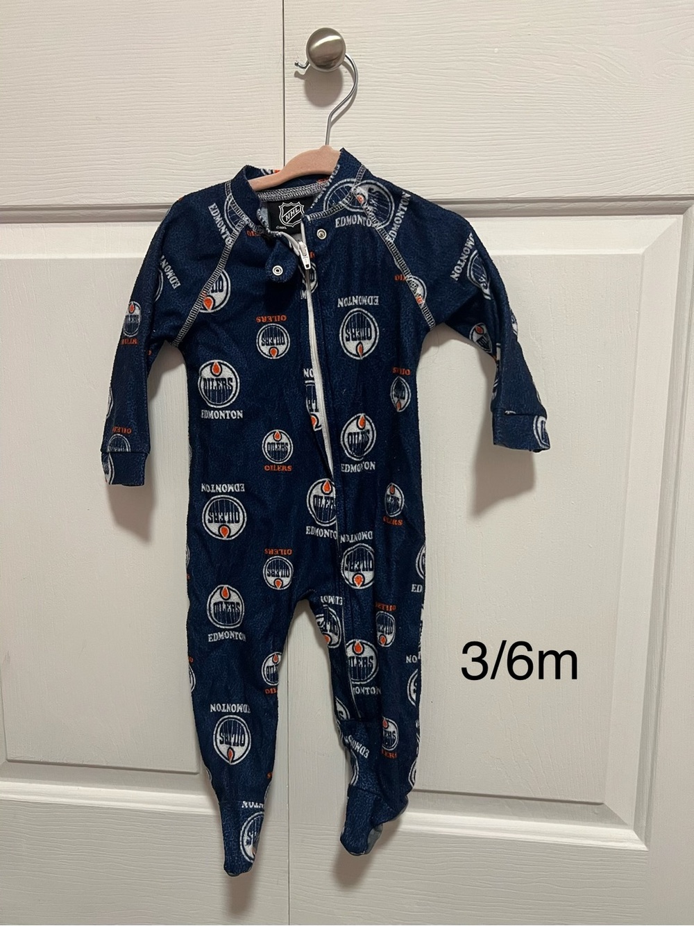 NHL Edmonton Oilers Navy and Orange Baby Footed One-Piece